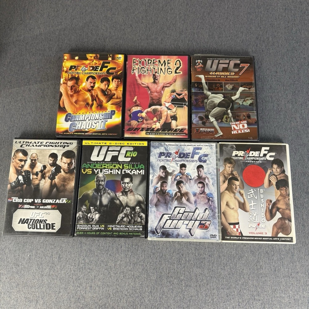 MMA DVD Lot UFC & Pride FC - UFC 7 R10 70 Pride FC Chaos II Cold Fury 3 Extreme